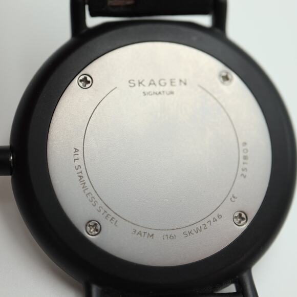 Skagen Signatur Alphabet Black Slim Unisex 36mm Watch Leather with New Battery